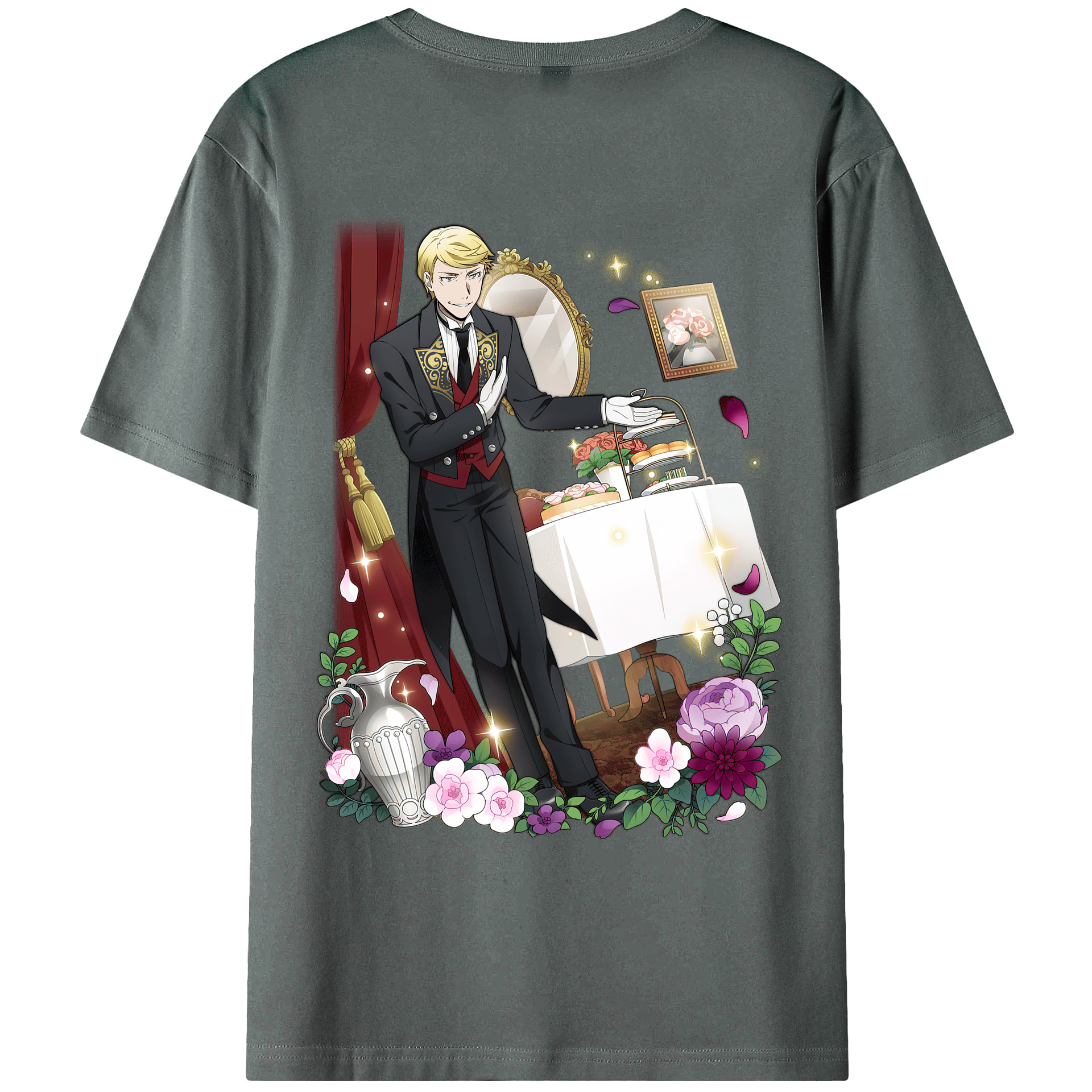 （画像用） 文豪ストレイドッグス Bungo Stray Dogs 綿100％ メンズ半袖Tシャツ（バックプリント） 通気性